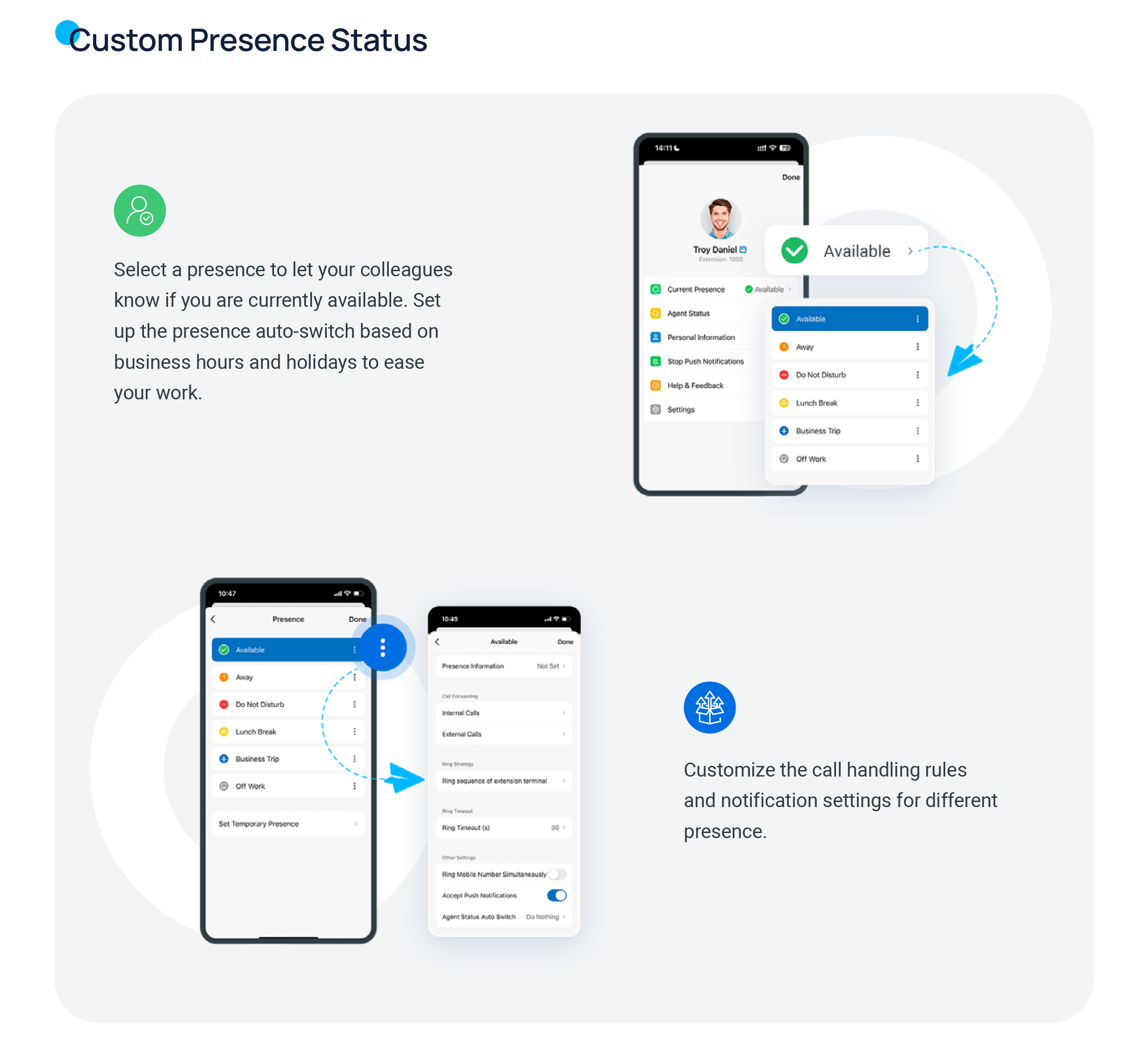 Configuration du statut de présence