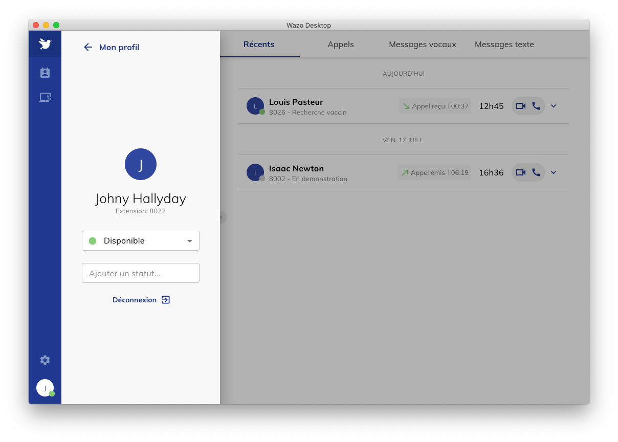 Avatar et déconnexion