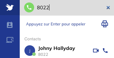 Champ de recherche pour initier un appel